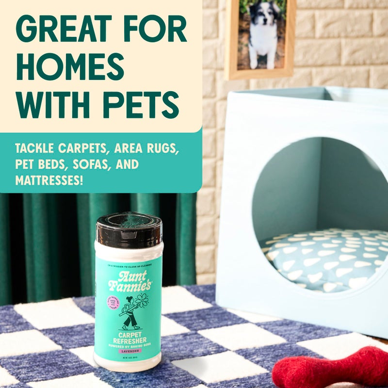 Aunt Fannie's Carpet Refresher & Deodorizer Powder, Multi-Purpose Carpet, Rug, and Upholstery Odor Eliminator for Homes with Cats and Dogs, Lavender Scent, 16 Oz (Pack of 1) - Image 4